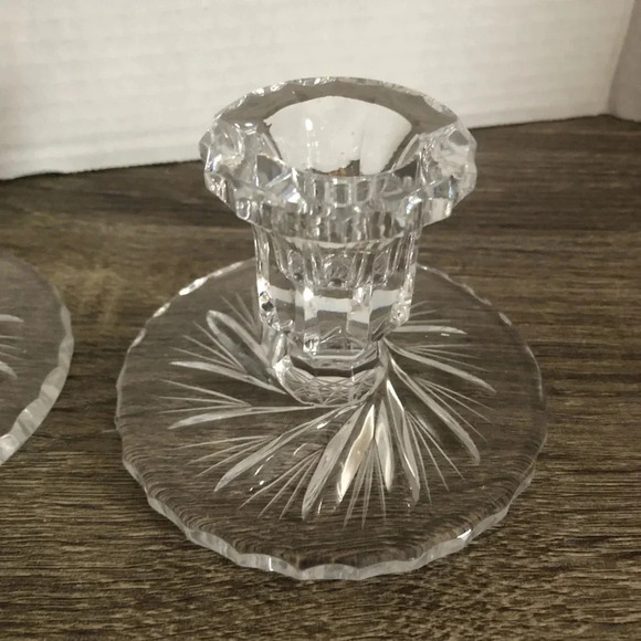 Vtg Pinwheel Glass Candlestick Holders - Picture 5 of 13